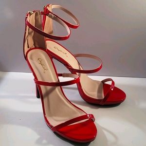 New Qupid  Red High Heels Stilleto Sandals. Size 6